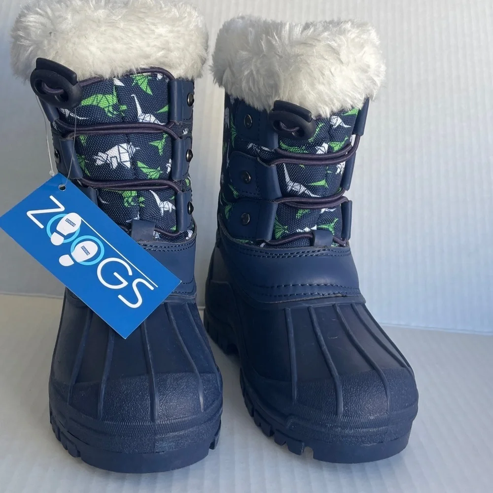 Zoogs Navy Boots with Dinosaur Design Toddler 7